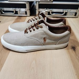 Polo Ralph Lauren Men's Vaughn Khaki Canvas/ Suede Casual Shoes Size 12